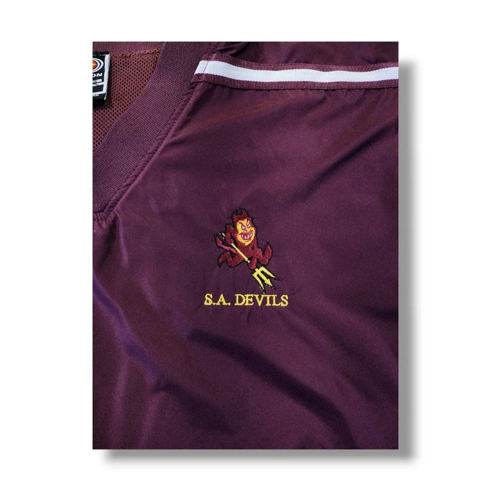 VTG Easton‎ S.A. Devils Pullover Vented Mesh Lined Maroon Windbreaker Size XS